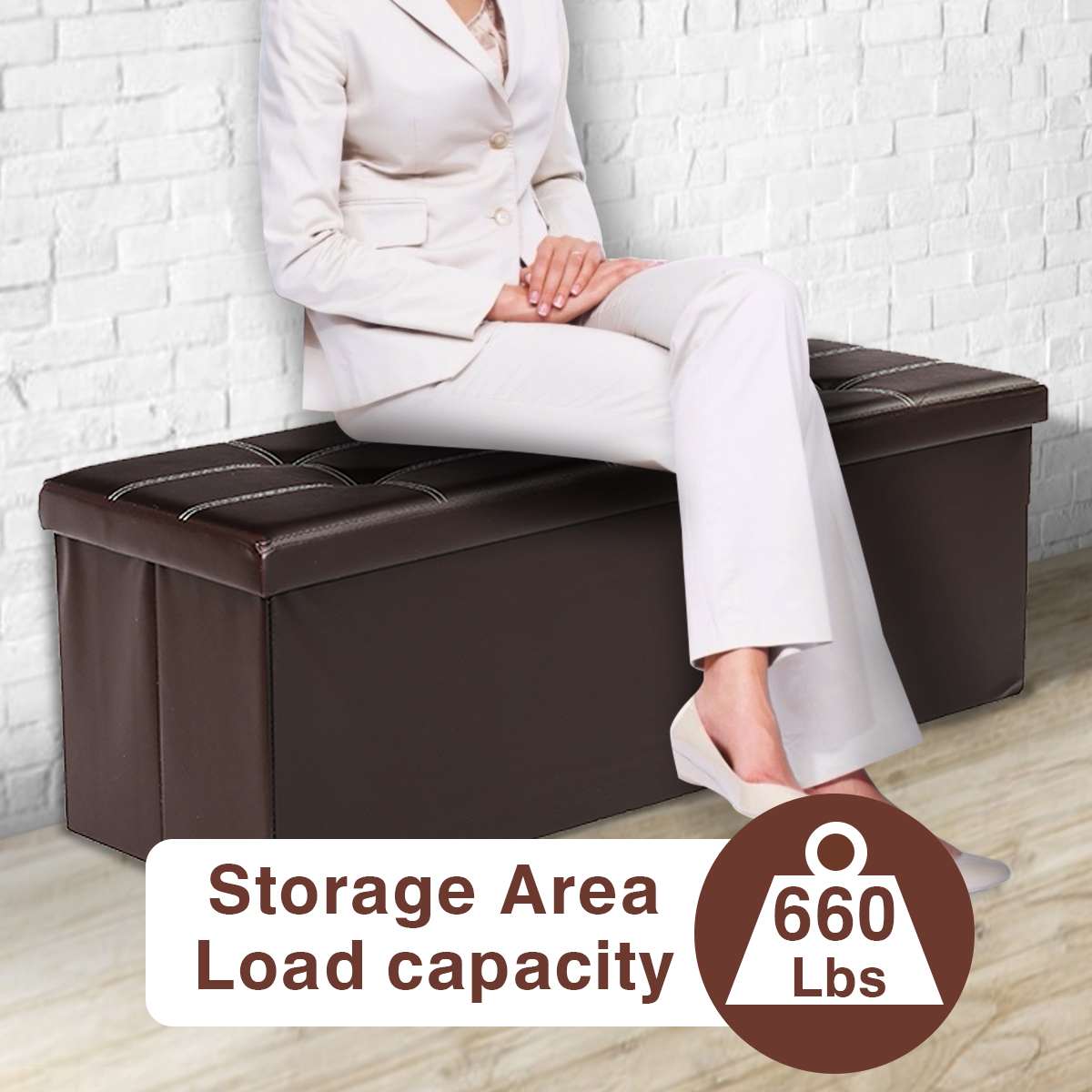 Large Storage Benches Foldable Stool with Storage Space Home Sofa Ottoman Seat Bench Chest Storage Box Living Room Furniture