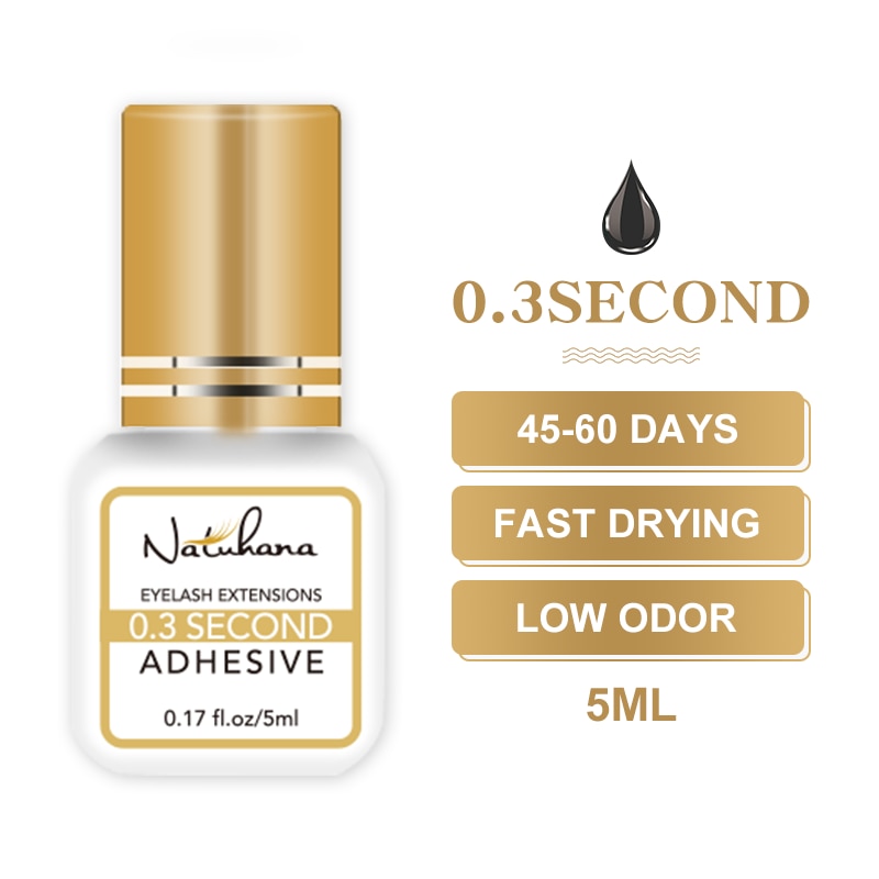 NATUHANA 5ml 1 Second Fast Drying Strong False Eye Lash Extension Glue Adhesive Retention 5-7 Weeks Low Smell Mink Eyelash Glue