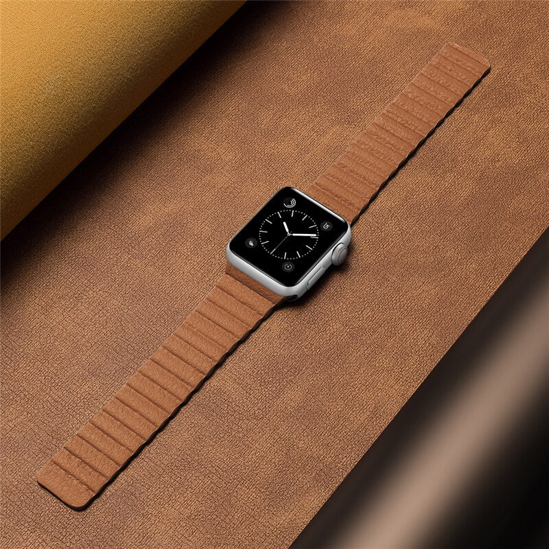 Leather band For apple watch Ultra 49mm for iWatch series 6 se 5 4 44 40mm 42mm loop for apple watch 8 7 41 45mm Magnetic strap