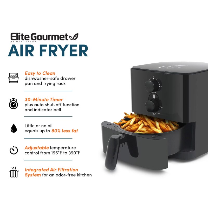 Elite Gourmet 1Qt Compact Air Fryer, Black air fryers  kitchen accessories  air fryer oven