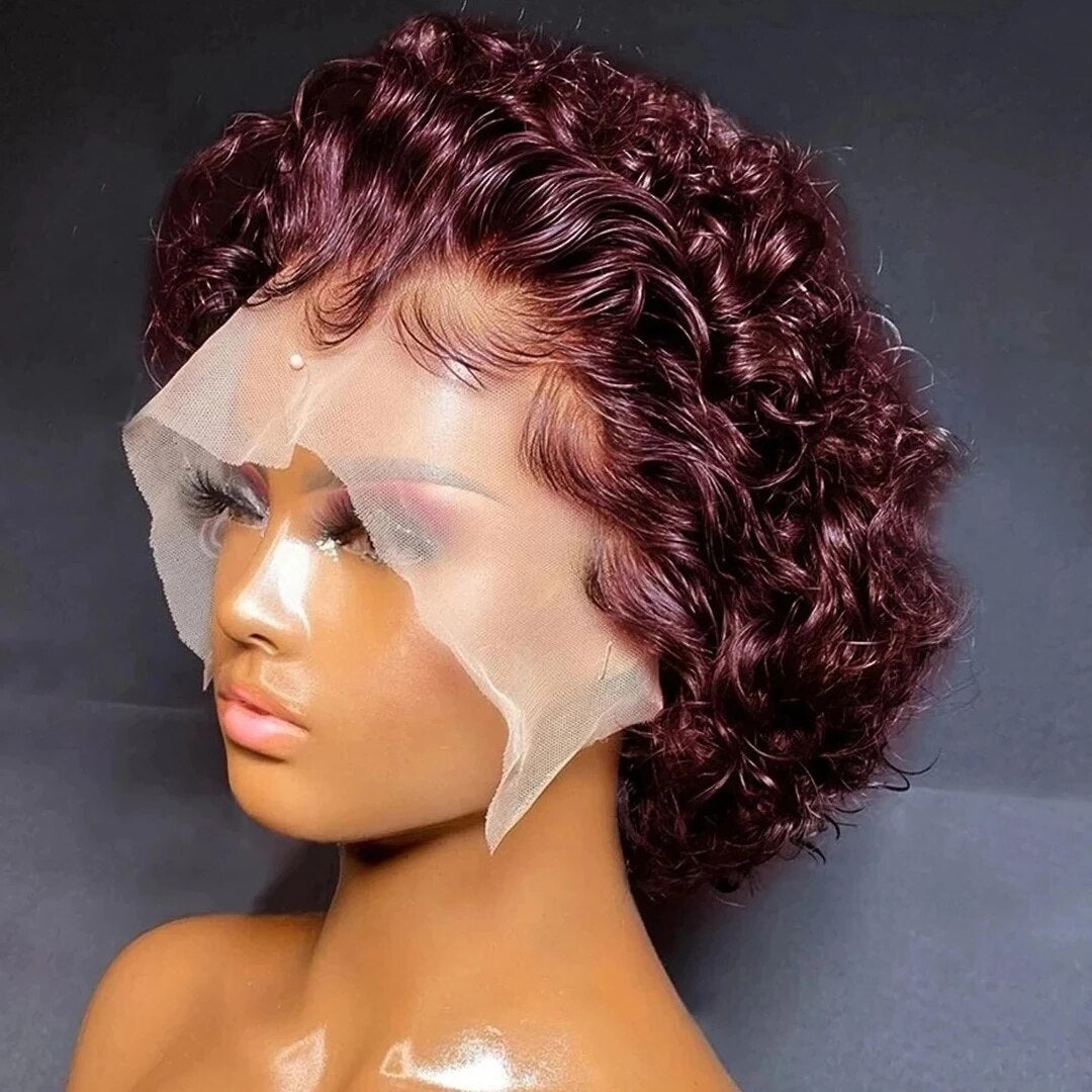 Short Pixie Cut Wig Human Hair Curly Human Hair Wig Cheap Wig 13X1 Transparent Lace Wig Preplucked Hairline Wigs For Black Women