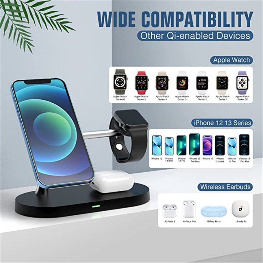 30W 3 in 1 Magnetic Wireless Charger Stand for iPhone 14 13 12 Pro Max Apple Watch 8 7 Airpods Induction Fast Charging Station