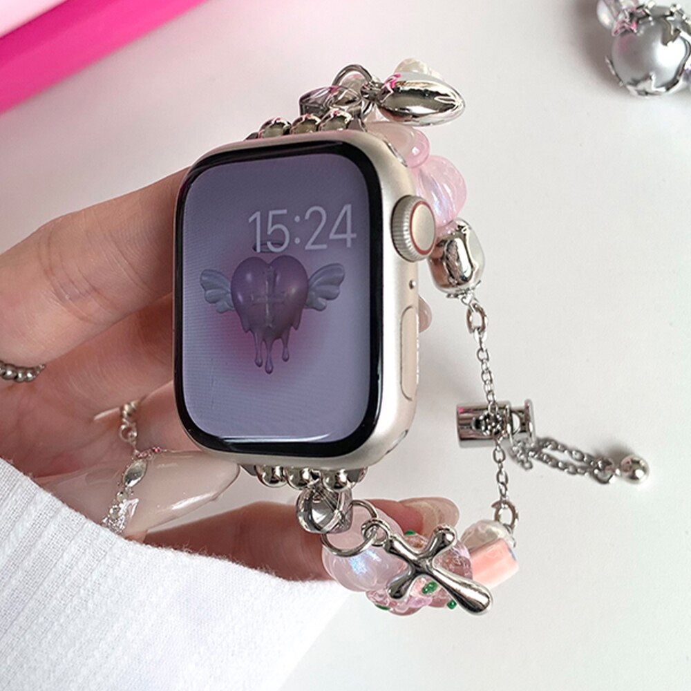 Cute Jewelry Wristband for Apple Watch Band 40mm 41mm 42mm 44mm 45mm 38 49mm Women Bracelet for Iwatch 8 7 6 5 Se 4 3 2 Ultra