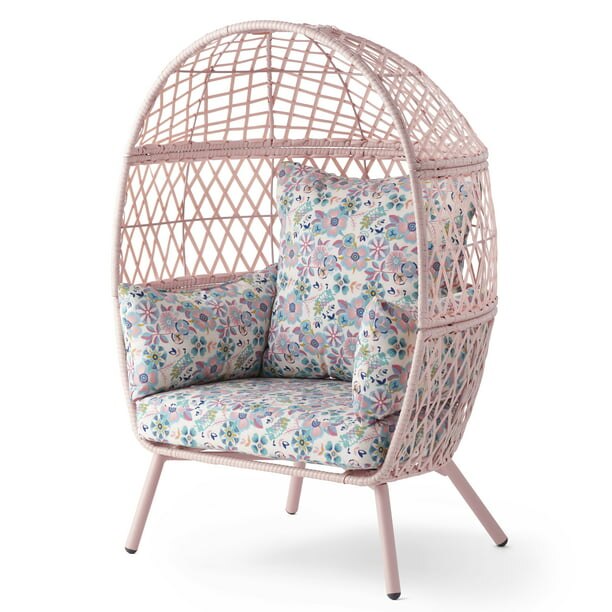 Better Homes &amp; Gardens Kid&#39;s Ventura Outdoor Wicker Stationary Egg Chair with Cream Cushions outdoor chair  garden chair