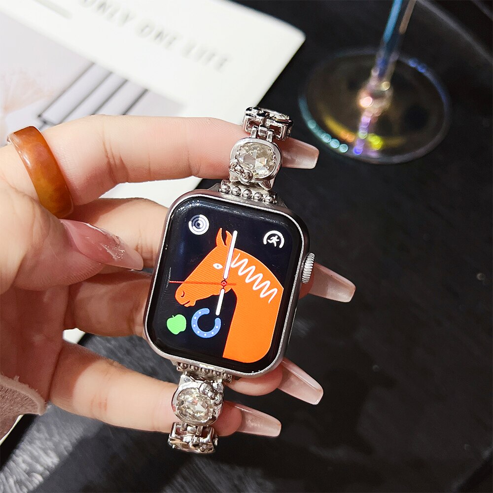 Kitty Cat Metal Strap for Apple Watch Band 40mm 41mm 42mm 44mm 45mm 38 49mm Cute Women Bracelet for Iwatch 8 7 6 5 4 Se 3 Ultra