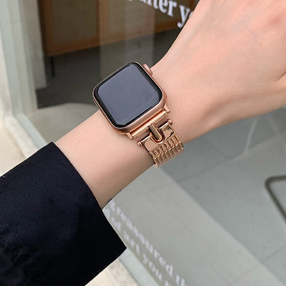 Stainless Steel Band For Apple Watch Series 8 7 Ultra 49mm 41mm 45mm 40 44 38 42mm Luxury Metal Lady Strap For iWatch 6 5 4 3 se