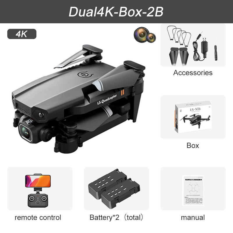 JINHENG XT6 Mini Drone 4K 1080P HD Camera WiFi Fpv Air Pressure Altitude Hold Foldable Quadcopter RC Dron Kid Toy Boys GIfts