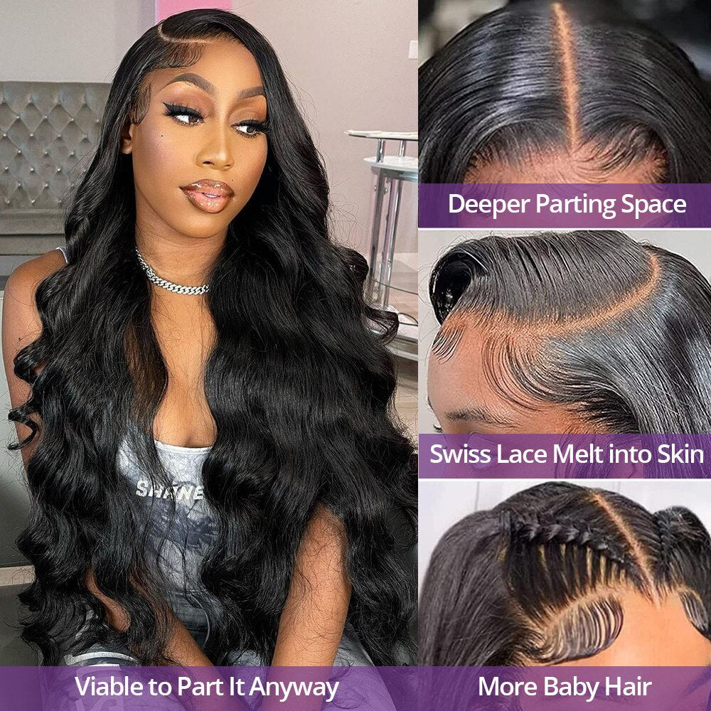 Body Wave 250 Density 13x4 Hd Lace Frontal Wig Glueless Preplucked 30 40 Inch Body Wave Lace Front Human Hair Wigs For Women