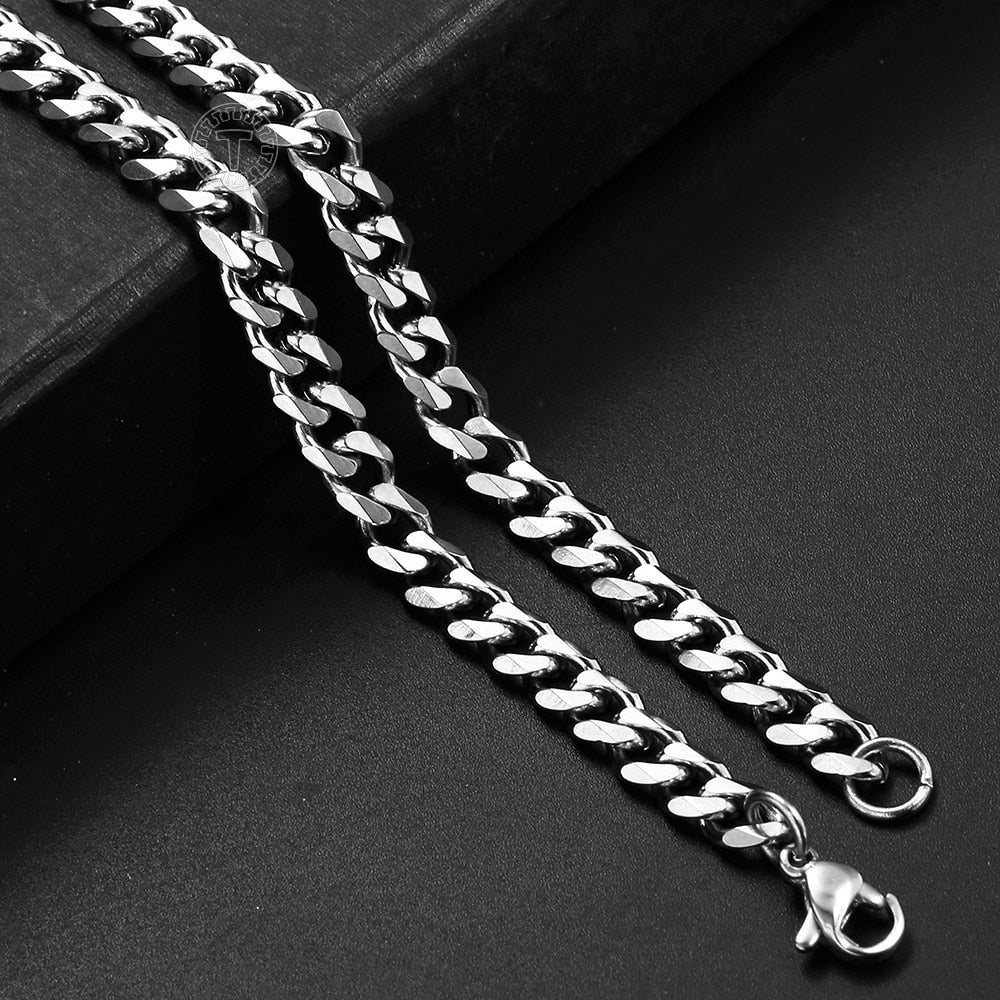 3-7mm Cuban Chain Necklace for Men Women Silver Color Stainless Steel Miami Curb Link Choker Dropshipping Jewelry