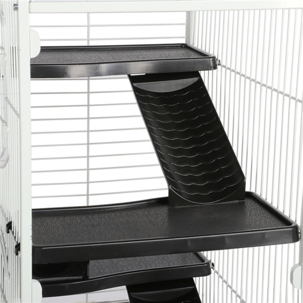 6 Level Large Metal Cat Cage with 3 Front Doors, Strong and Durable，White, 25.20 X 17.20 X 52.00 Inches