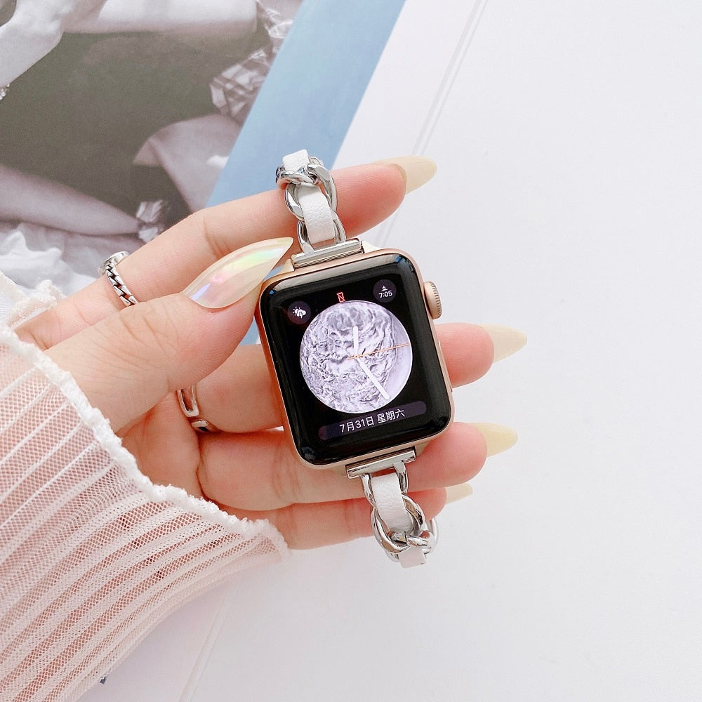 Thin women Stainless Steel watch band for apple watch ultra 49mm 8 7 se 654 40mm 41 44mm band strap for iwatch 32 38mm 42mm loop