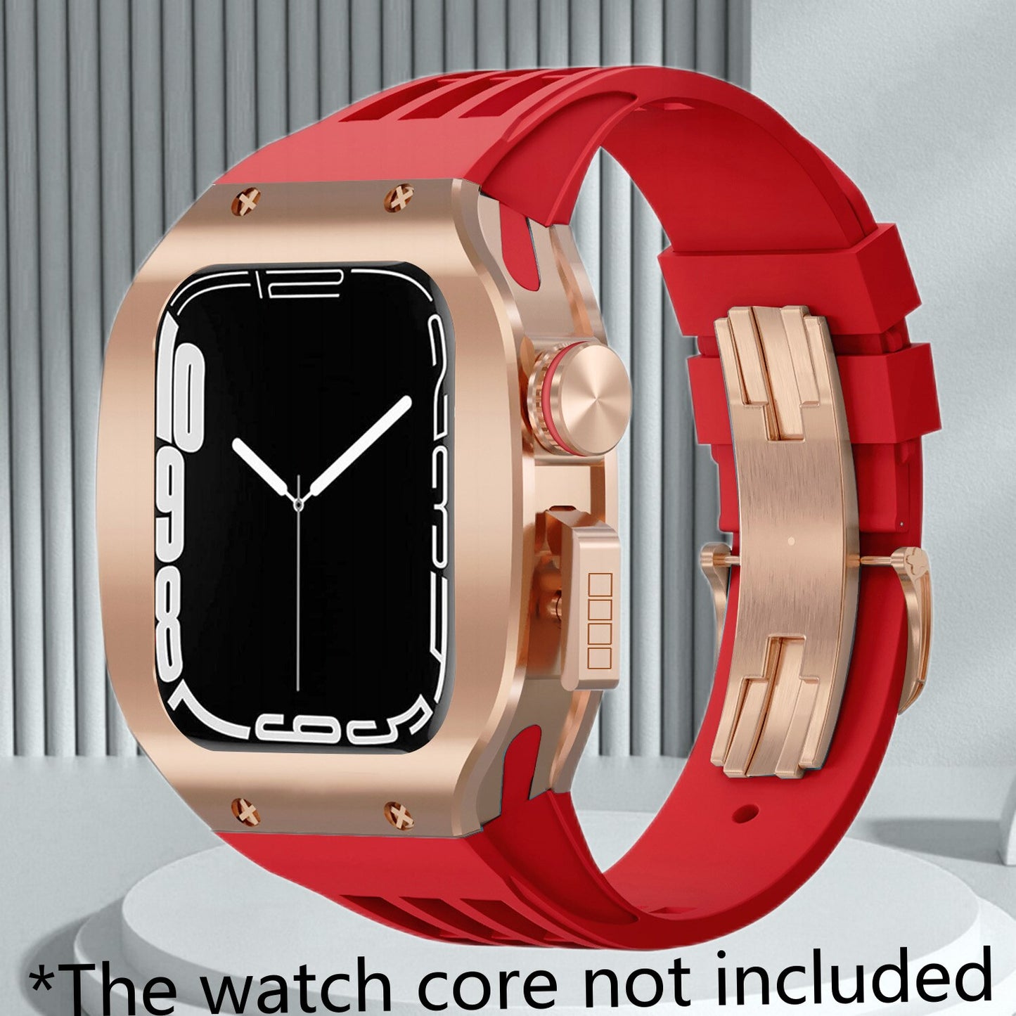 Luxury Titanium Modification Kit For Apple Watch 8 7 45mm Metal Bezel Case For iWatch Series 8 7 6 SE 5 44mm Rubber Strap Band