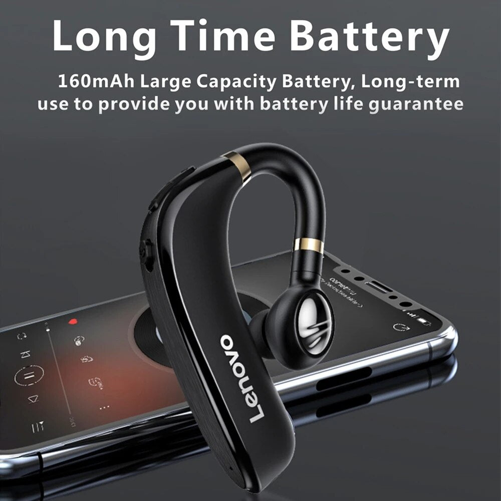 Original Lenovo HX106 Wireless Bluetooth Headset IPX5 Ear Hook Bluetooth 5.0 Earbud With Microphone 20 Hours For Driving Meeting