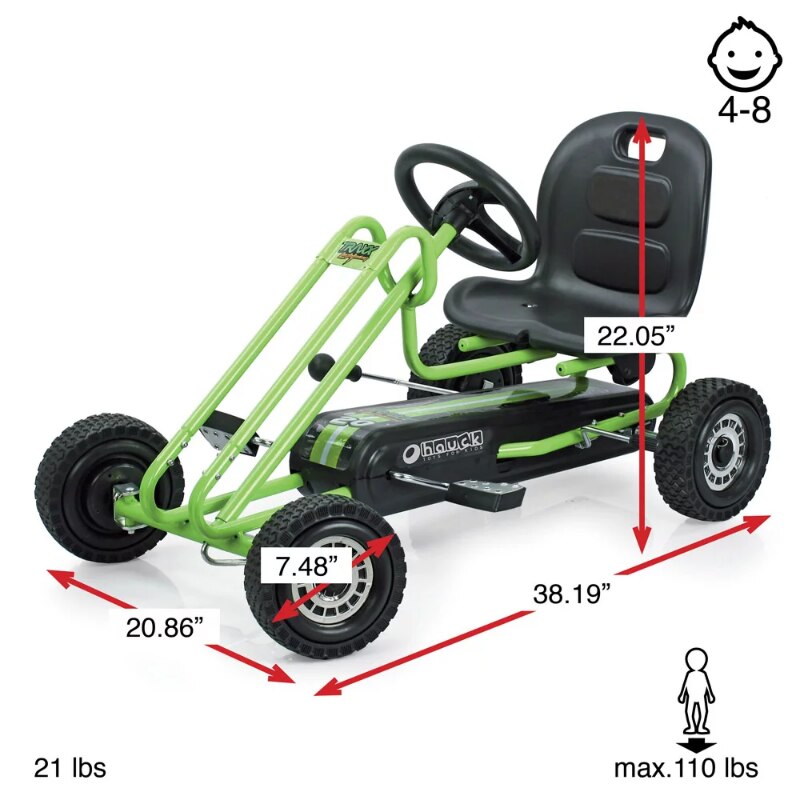 Hauck Ride-On Pedal Go-Kart Activity Green or Pink