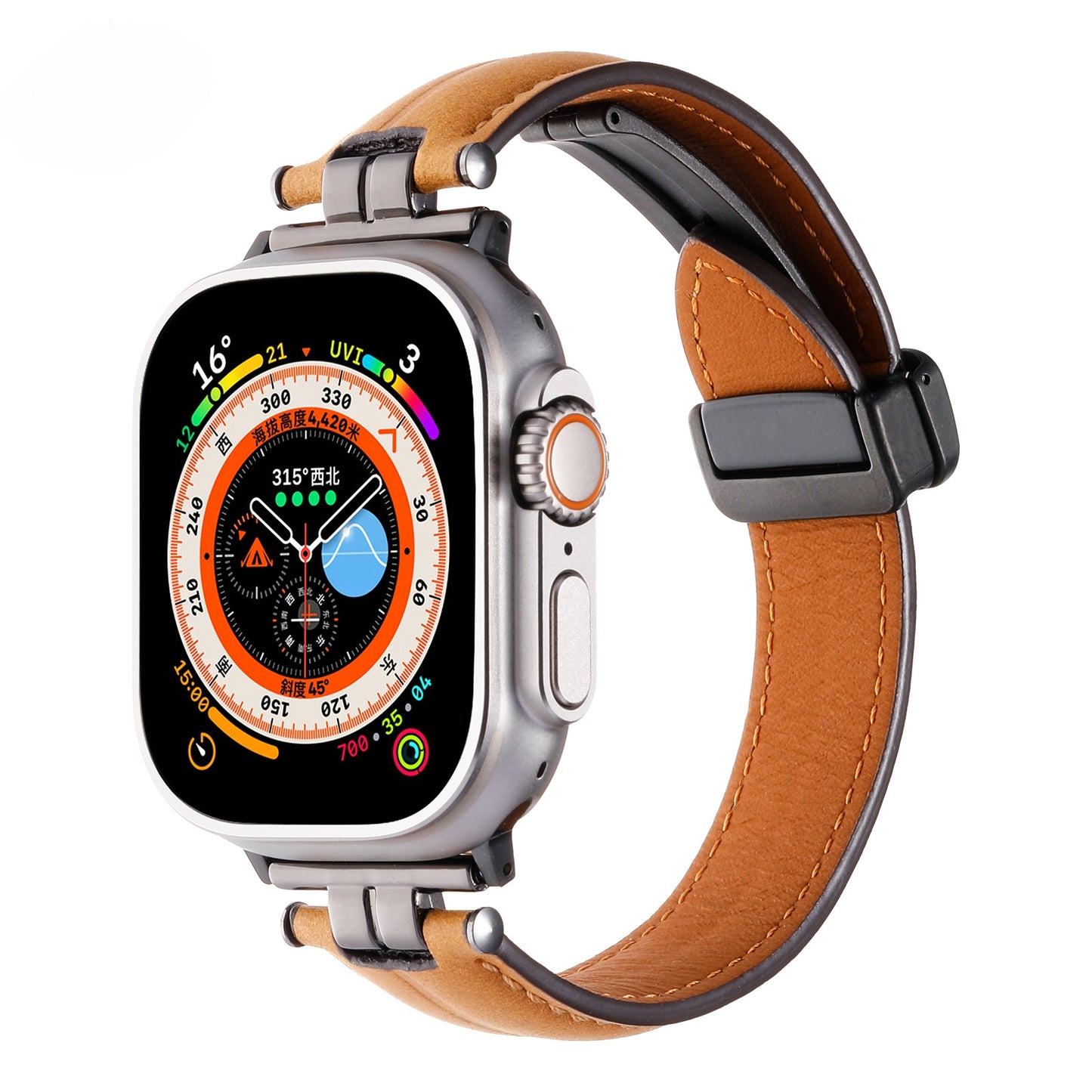 Magnetic Leather Bracelet for Apple Watch Ultra 49mm Band 42 44MM 38 40mm Luxury Metal Strap for iWatch 8 7 41mm 45mm 6 SE 5 4 3