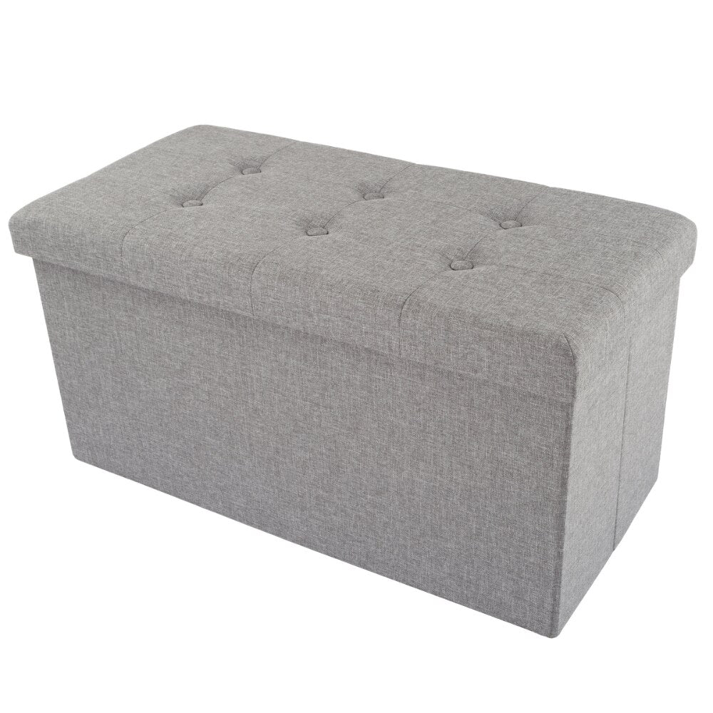 30-Inch Folding Storage Ottoman with Detachable Bin, Gray Stools &amp; Ottomans Storage