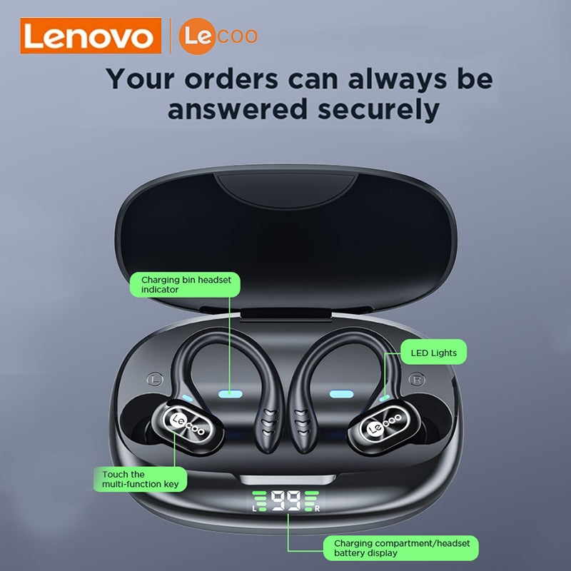 Lenovo Lecoo Original EW304 Bluetooth 5.0 Wireless Sports Earphones Touch Noise Reduction Earbuds Waterproof Headset With Mic