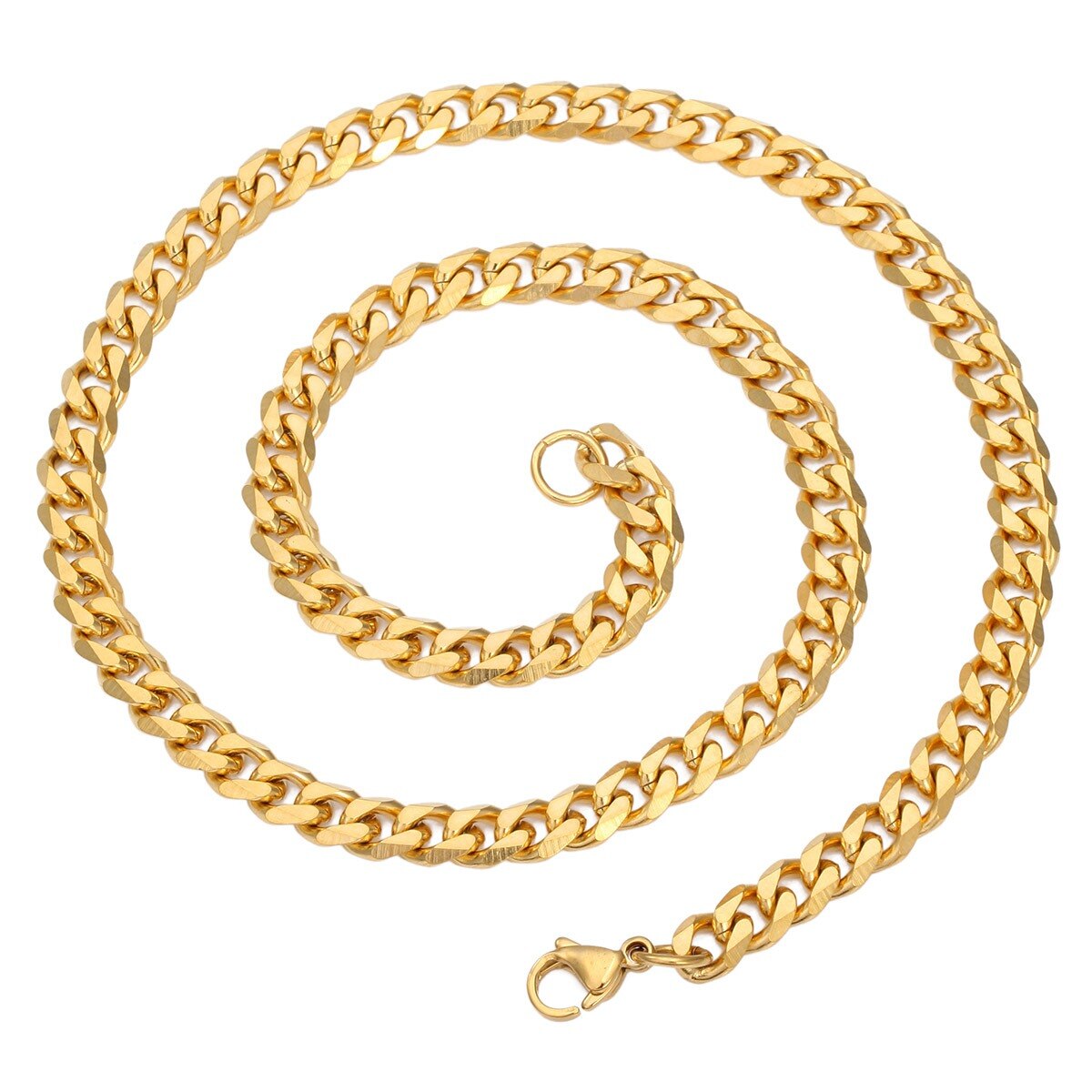 3mm/5mm/7mm Cuban Link Chain for Men Women Gold Color Stainless Steel Necklace Choker Basic Punk Jewelry 16inch-24inch