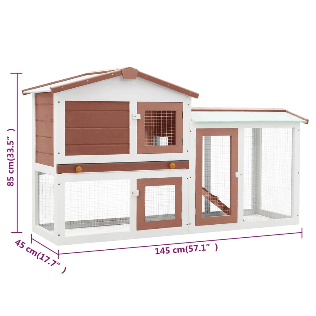 Outdoor Large Chicken coop Brown and White 57.1&quot;x17.7&quot;x33.5&quot; Wood Easy to assemble Durable For outdoor backyard gardens