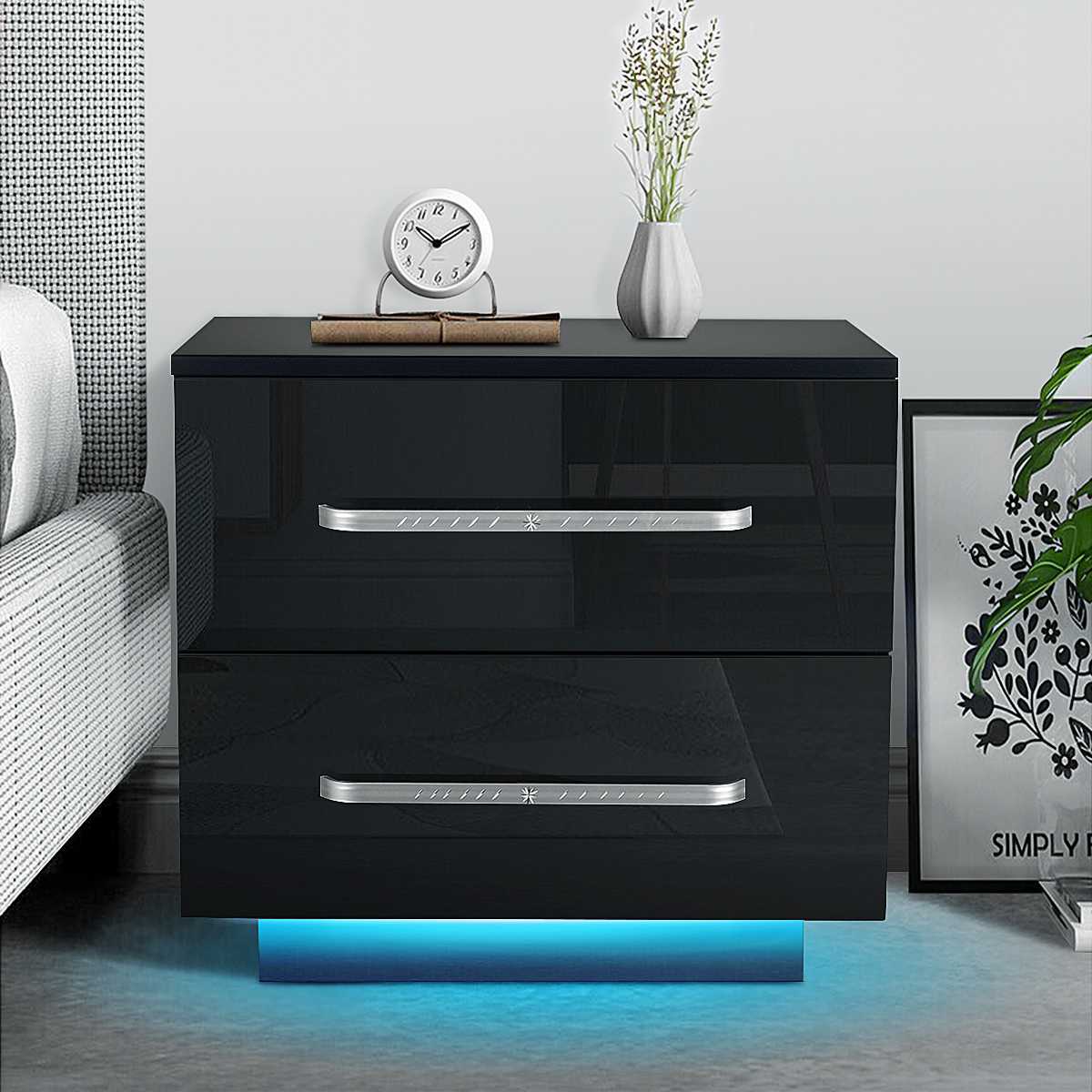 Modern Luxury Nighstand Bedside Table LED Storage Cabinet Sofa Bed side Table High Gloss Coffee Table Home Furniture Night Stand