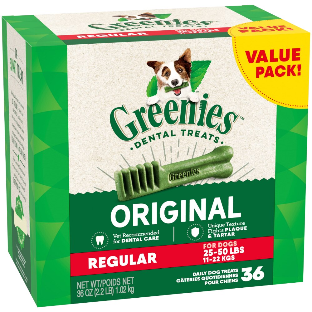 Greenies Original Regular Size Natural Dental Dog Treats, 36 oz. Pack