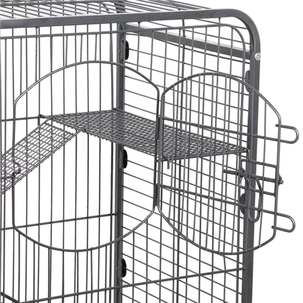 Metal Ferret and Small Animal Cage, Black, 37&#39;&#39; Cat Cages Pet Kennel,