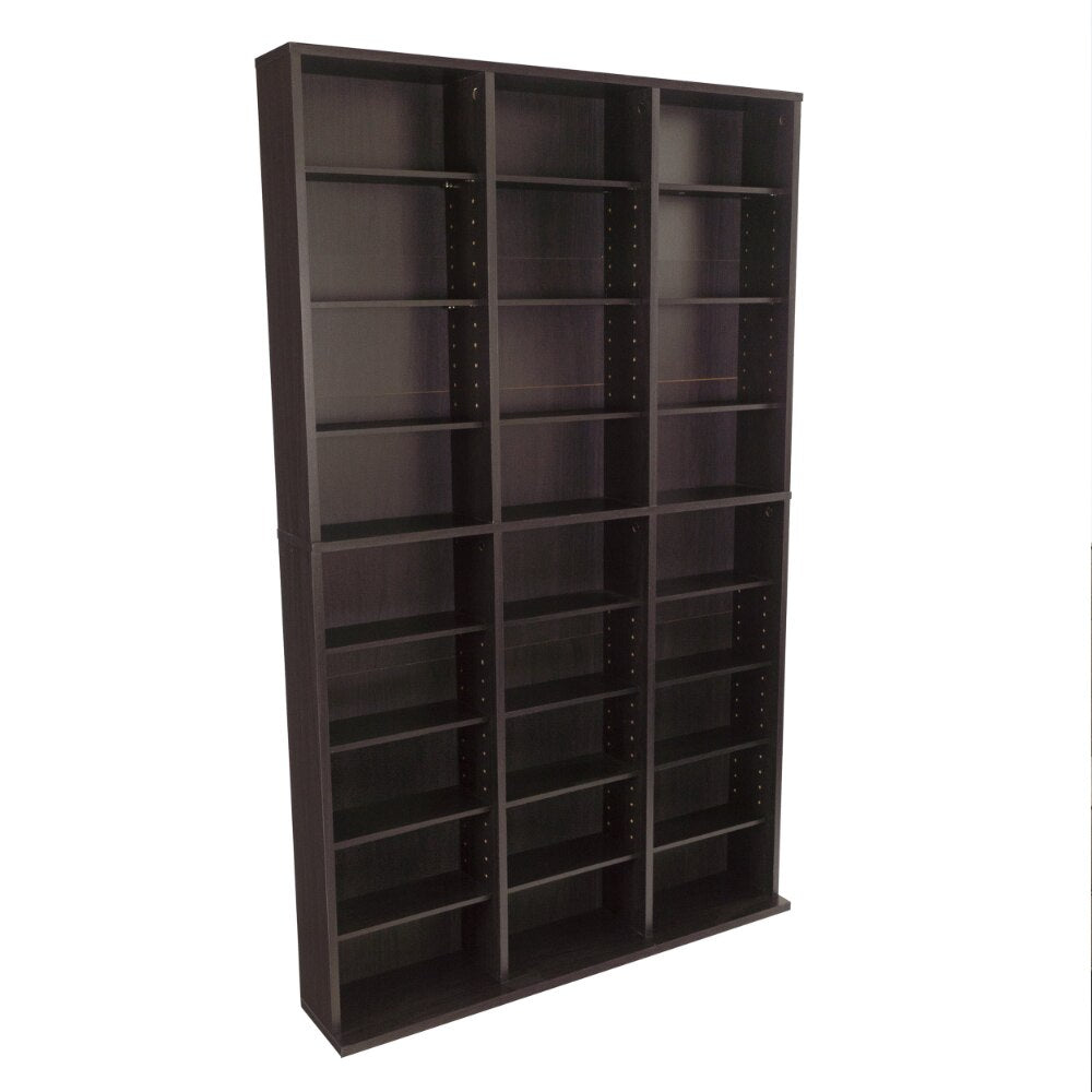 Atlantic 37&quot;x60&quot; Oskar Adjustable Wood Media Storage Shelf Bookcase, Espresso