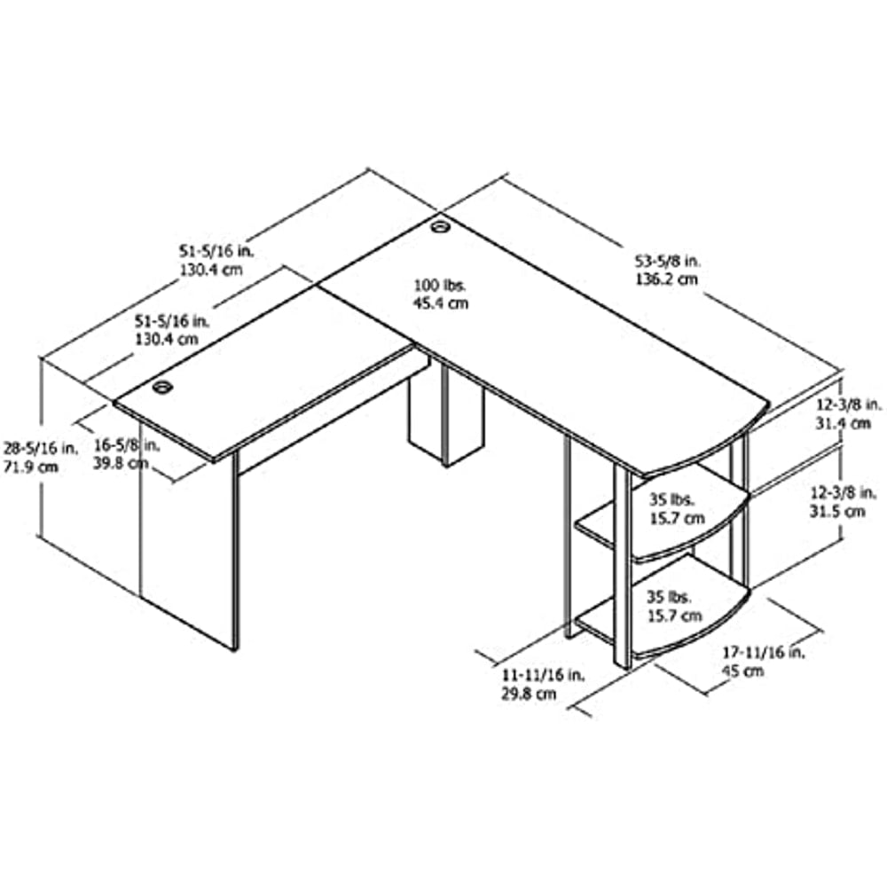 Dakota L-Shaped Desk with Bookshelves, Espresso