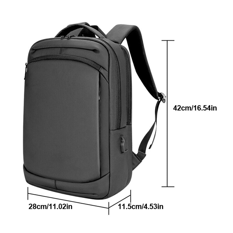 Quality PU Covered Black Gray High School Use 16.5 Inch Travel Business USB Laptop Backpack