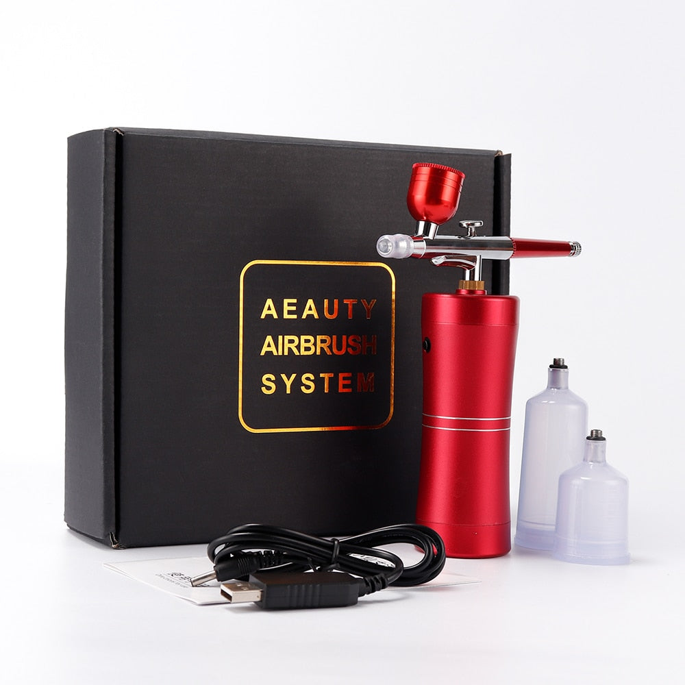 Top 0.3mm Mini Air Compressor Kit Air-Brush Paint Spray Gun Airbrush For Nail Art Tattoo Craft Cake Nano Fog Mist Sprayer