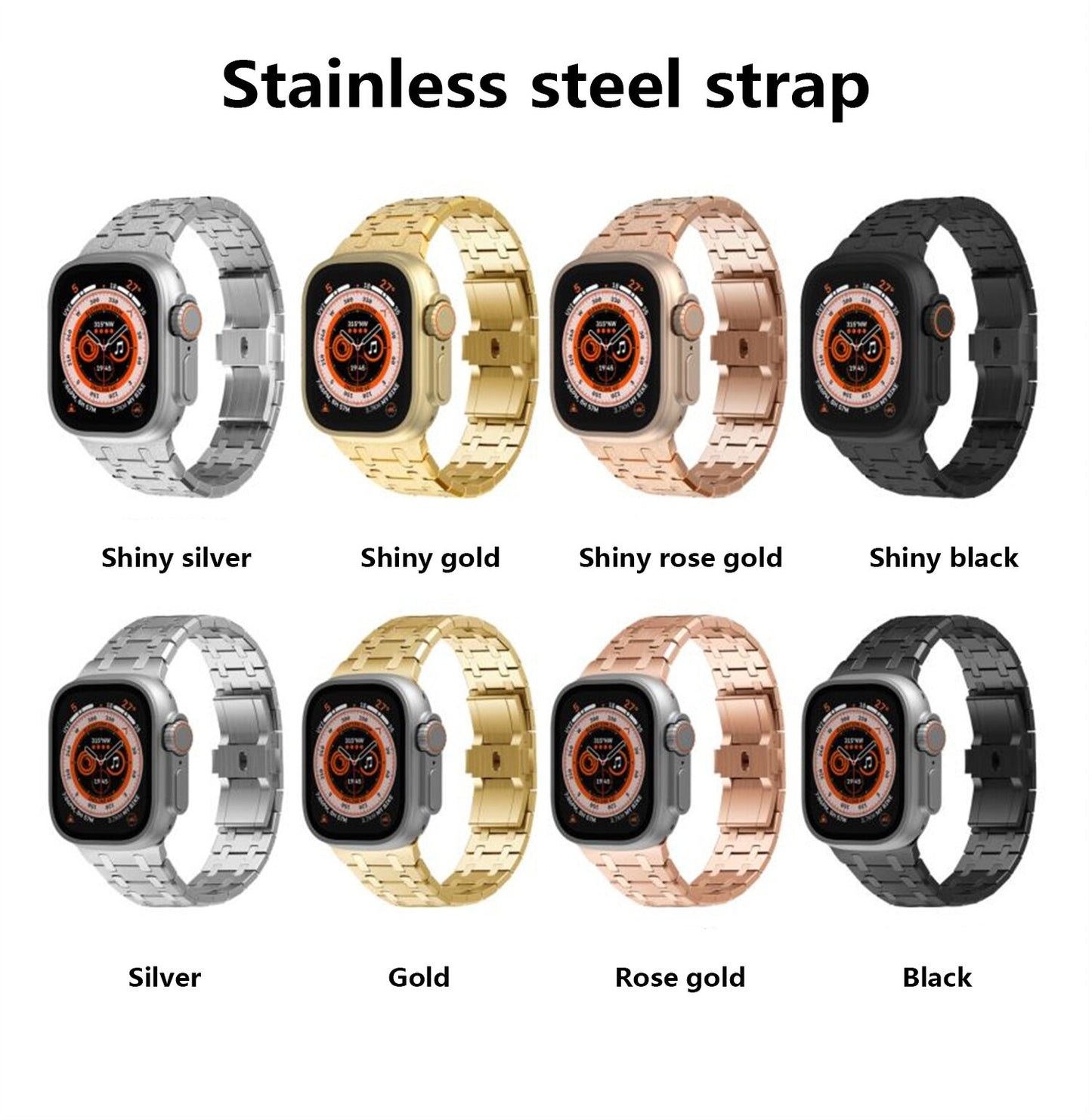 Luxury Frosted Strap For Apple Watch Ultra 8 7 6 SE 5 Stainless Steel Bracelet For Iwatch Series 49mm 45mm 44mm 42mm Metal Band