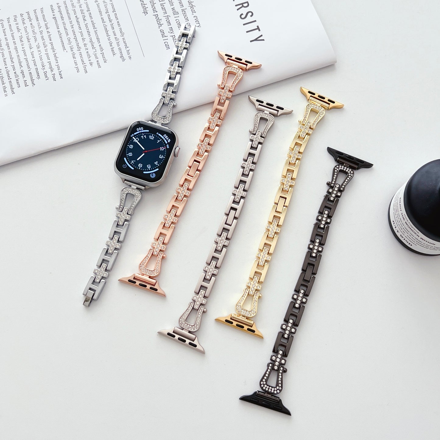 Diamond Metal Slim Bracelet For Apple Watch Series 8 41mm 38 40mm Women Lady Band For iWatch Ultra 49mm 7 6 5 4 se 3 42 44 45mm