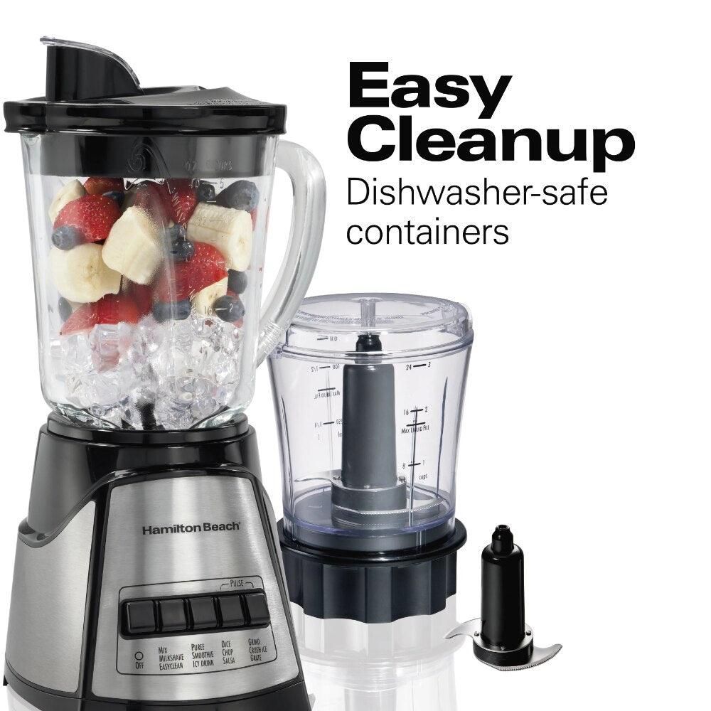 food processors Beach 12 Function Blender and Chopper with Mess-Free 40oz Glass Jar, 700W, BlackStainless, 58149