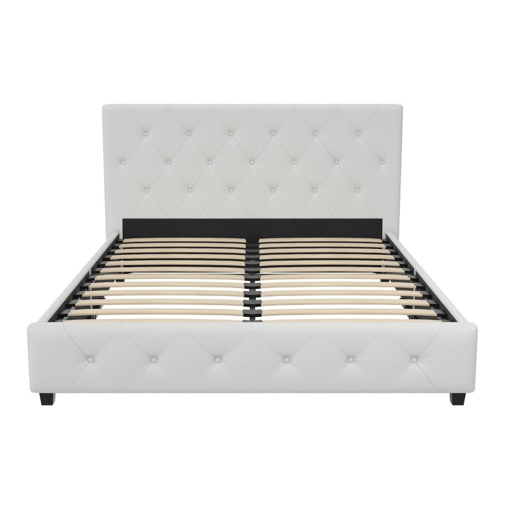 DHP Dakota Tufted Upholstered Platform Bed Frame, Queen, White Faux Leather