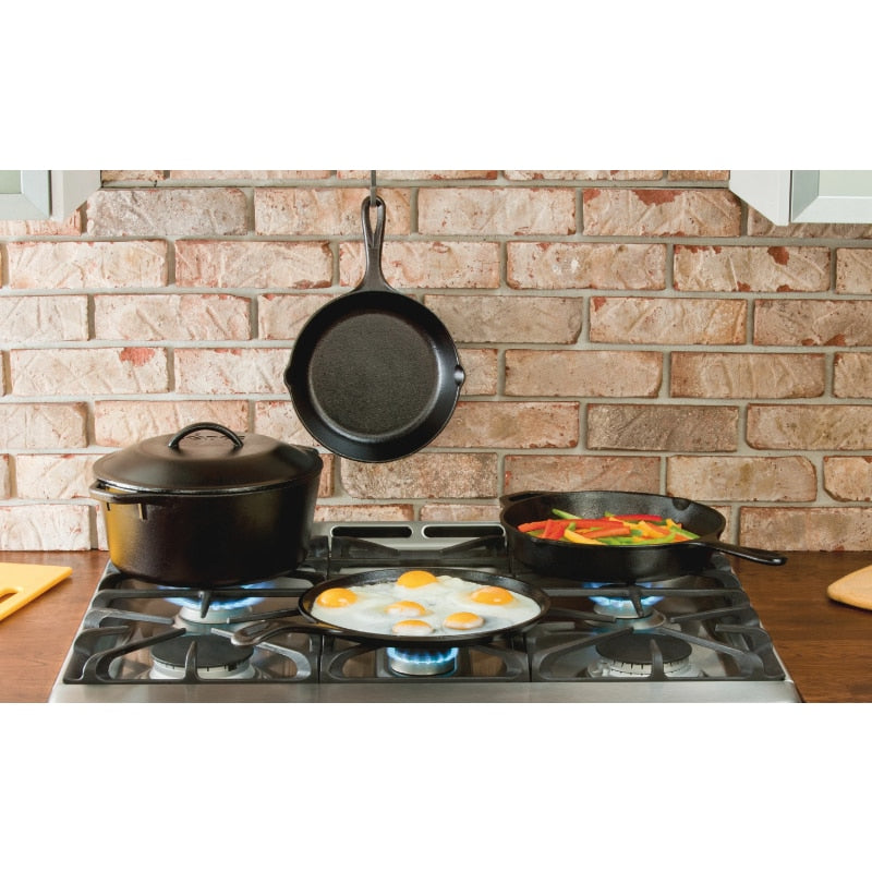 Lodge Cast Iron Seasoned 5-Piece Set with Skillet, Griddle &amp; Dutch Oven cookware set non stick  cooking pot