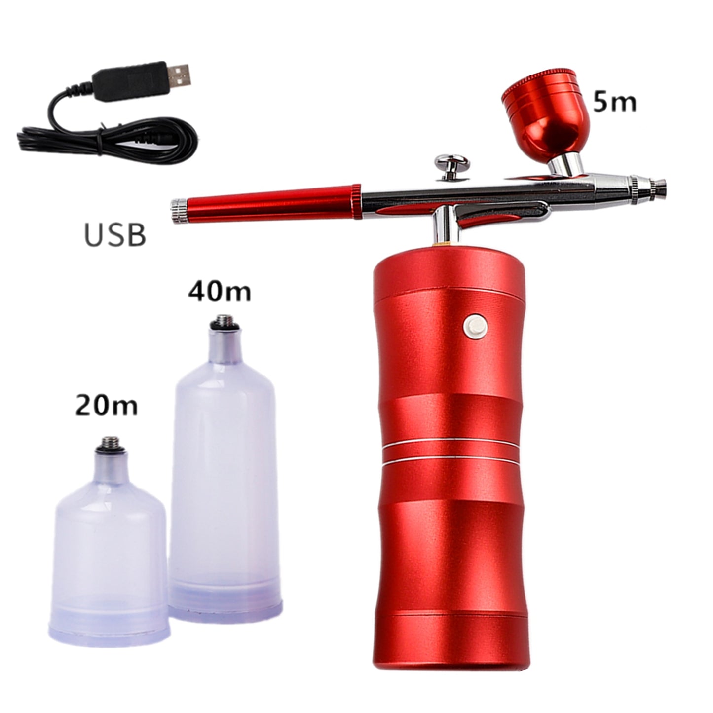 Top 0.4mm Pink Mini Air Compressor Kit Air-Brush Paint Spray Gun Airbrush For Nail Art Tattoo Craft Cake Nano Fog Mist Sprayer