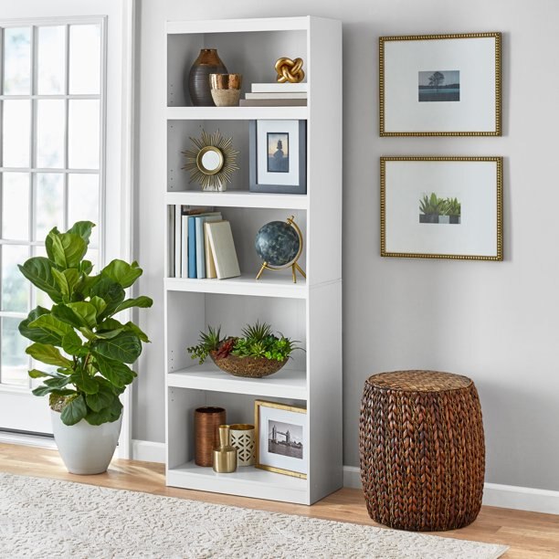 Mainstays Framed 5-Shelf Bookcase, True Black Oak chest of drawers for bedroom  living room cabinets