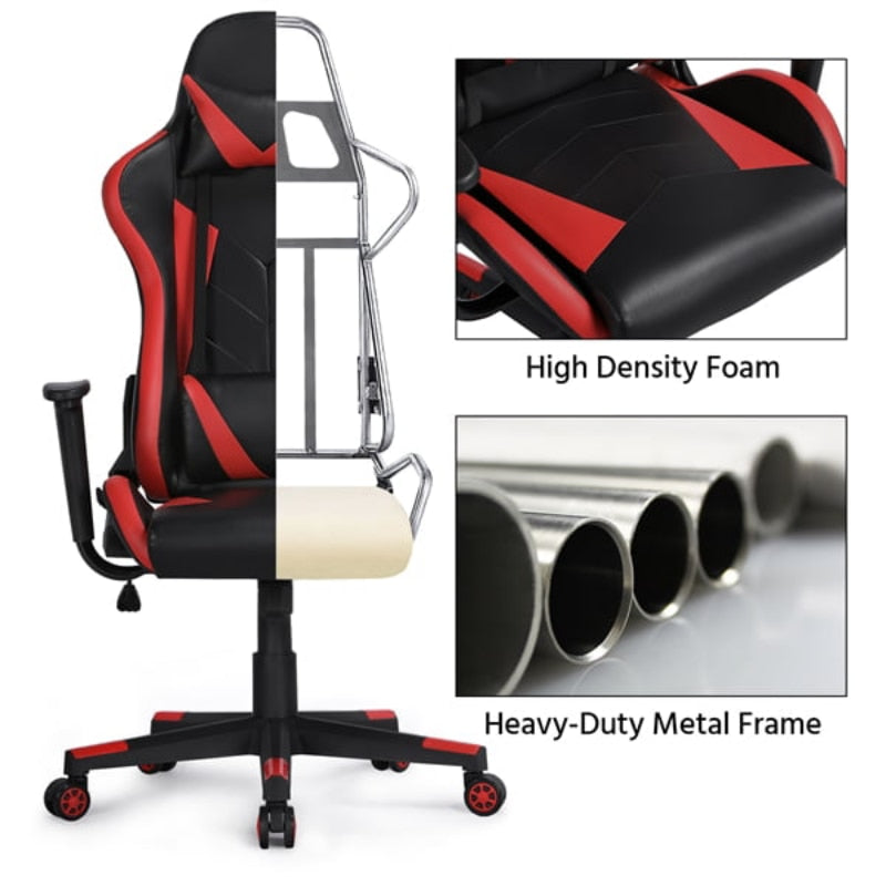 Executive Adjustable High Back Faux Leather Swivel Gaming Chair, Black/Red  Chaise Gaming