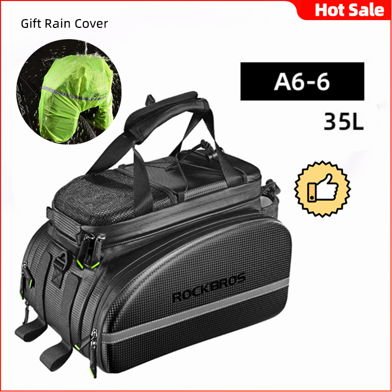 ROCKBROS Bicycle Carrier Bag MTB Bike Rack Bag Trunk Pannier Cycling Multifunctional Large Capacity Travel Bag With Rain Cover