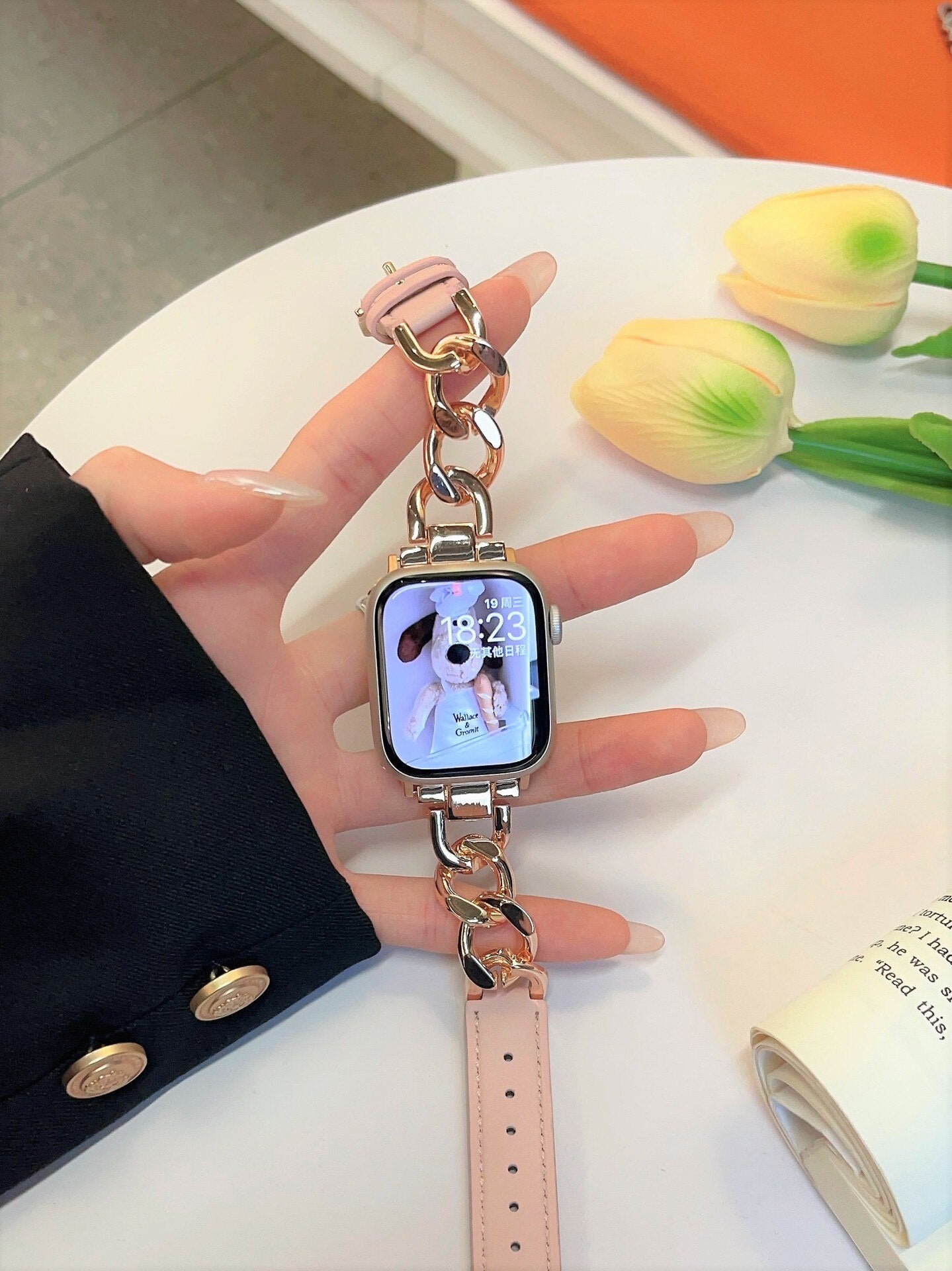 Stainless Steel Leather Strap for Apple Watch Series 8 Ultra 49mm Band 40 41mm 38 42mm Bracelet for iWatch 8 7 se 6 5 4 44 45mm