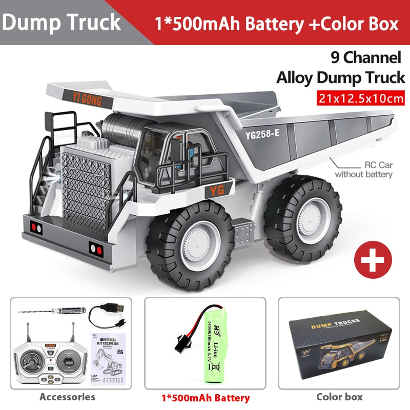 WLtoys Alloy 2.4G Rc Car / Excavator / Dump Truck / Bulldozers 11 Channels With Led Lights Engineering Car Children Electric Toy