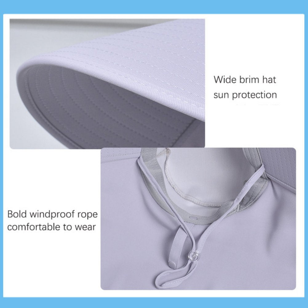 Outdoor Fishing Bucket Hat Sun Protection Shawl Adjustable Chin Strap For Hiking Garden Beach