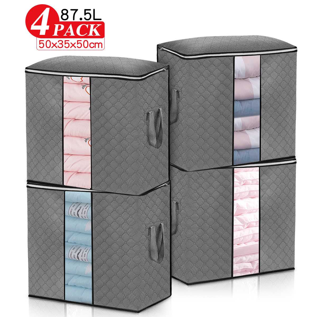 4/6pcs Non-Woven Clothes Storage Bag Folding Quilt Dust-Proof Cabinet Finishing Box Home Storage Supplies Space Bags Organizador