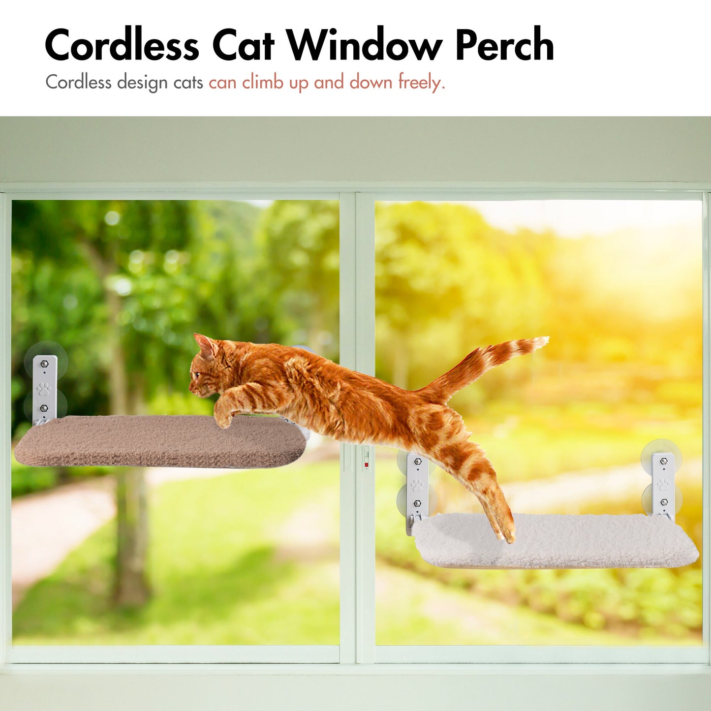 Mewoofun Cat Window Perch Durable Hammock for Indoor Reversible Washable Mat Foldable Space Saving Design Soft Cat Hanging Bed