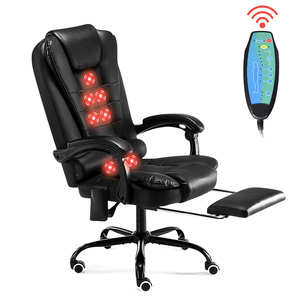 Hommpa Ergonomic Massage Office Chair with 7-Point Vibration Faux Leather High Back Executive Office Chair with Comfort Lumbar