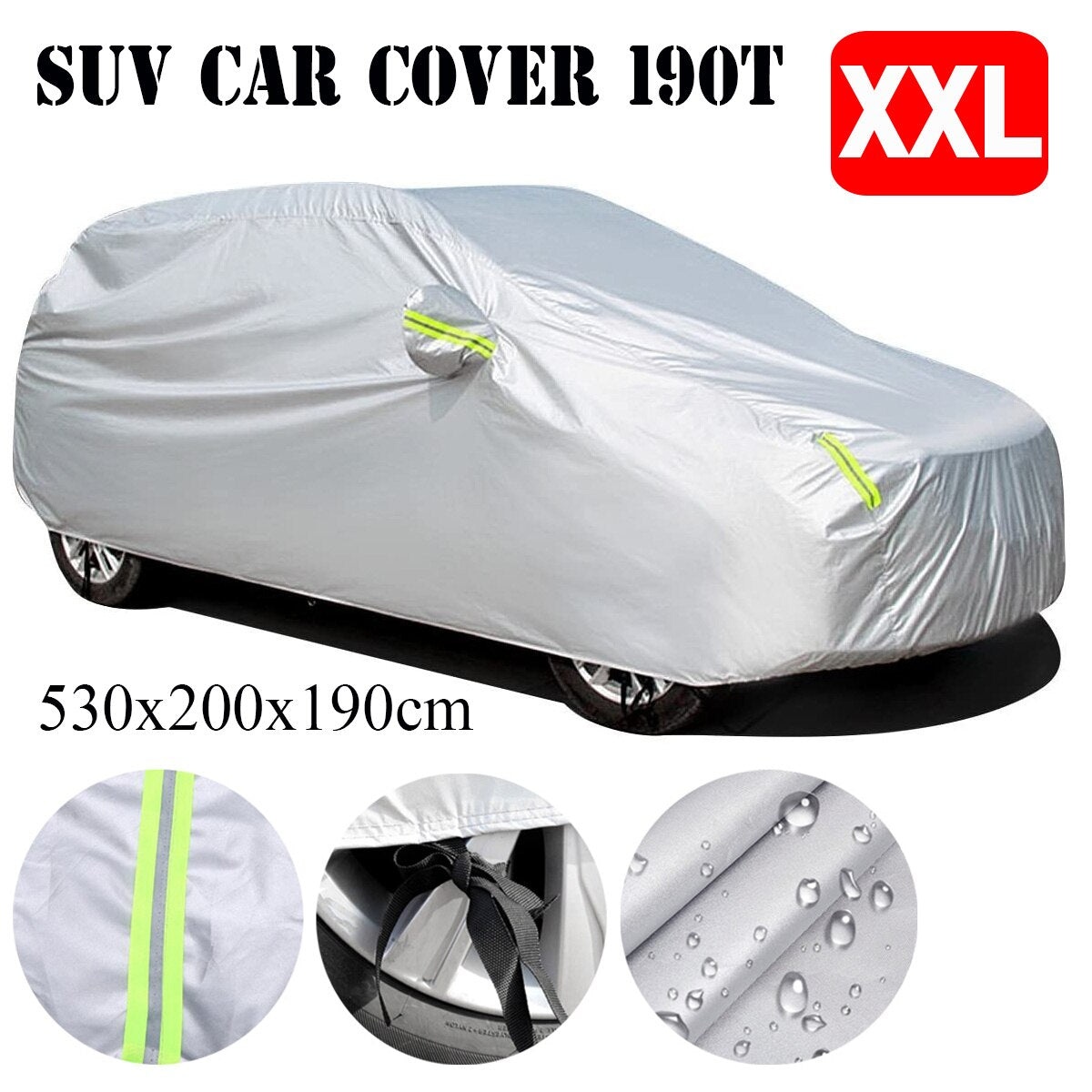 Universal SUV Full Car Covers Indoor Outdoor Windproof Anti Dust Sun Rain Snow Protection UV Car Silver Case Cover M/L/XL/XXL