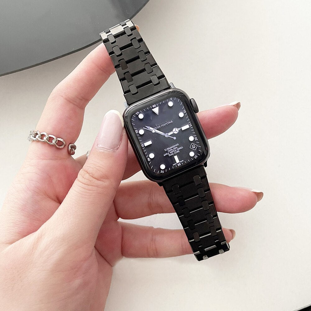 Luxury AP Strap For Apple Watch 8 Ultra 49mm 7 45mm 41mm watchband For iWatch 6 SE 44mm 40mm Band Stainless Steel Soild Bracelet