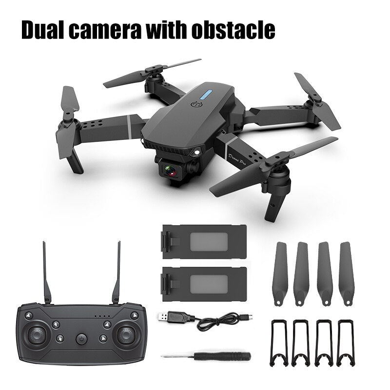 E88 RC Drone Quadcopter  With Wide Angle  Foldable Quadcopter Camera Height Hold Avoidance Quadcopter Drones Kid Gift Toys