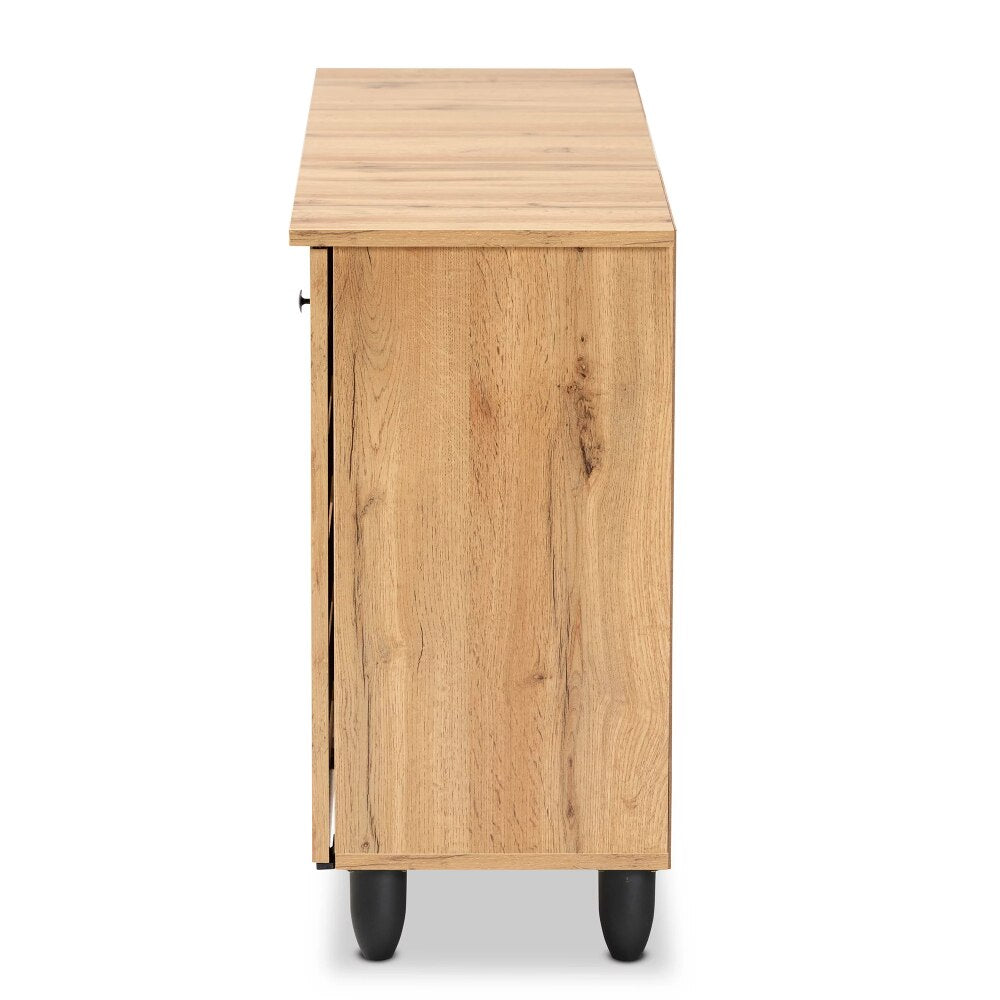 Gisela Modern and Contemporary Oak Brown Finished Wood 3-Door Shoe Storage Cabinet