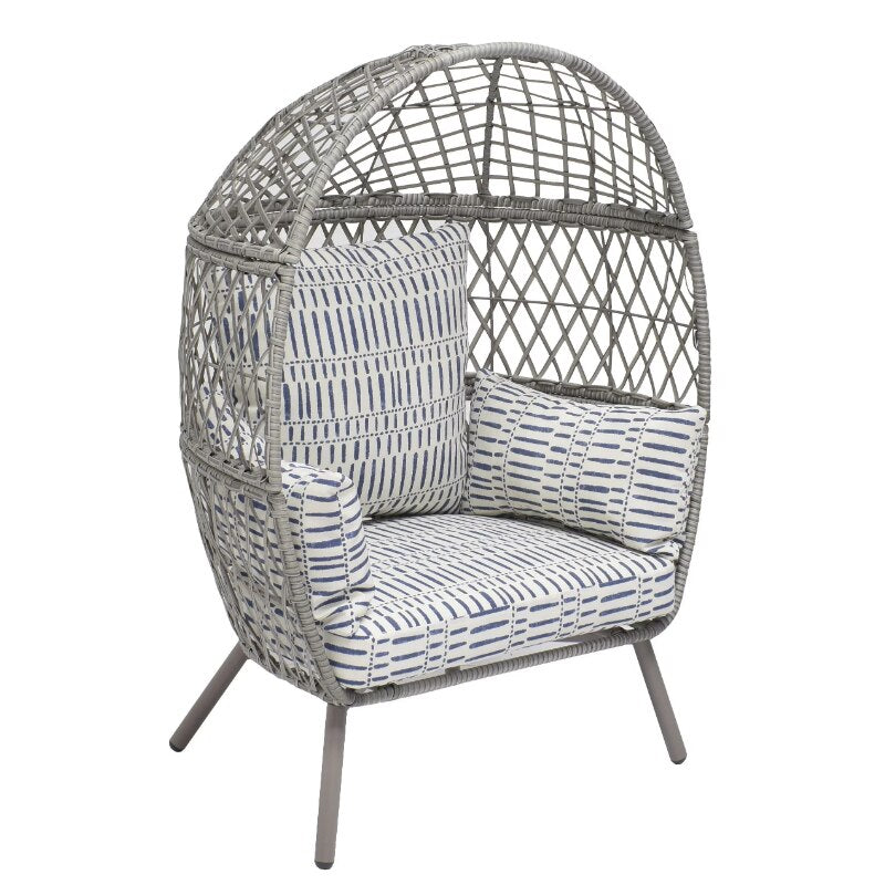 Better Homes &amp; Gardens Kid&#39;s Ventura Outdoor Wicker Stationary Egg Chair with Cream Cushions outdoor chair  garden chair